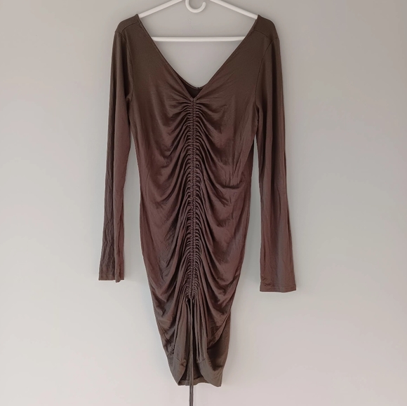 Fashion Nova Dresses Fashion Nova Long Sleeve Deep V Neck Ruched